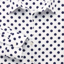 Женская рубашка белая в темно-синий горошек Charles Tyrwhitt приталенная Fitted (WE077NWT)