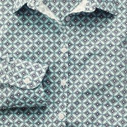 Женская рубашка зеленая с рисунком Charles Tyrwhitt  приталенная Fitted (WE080NAV)