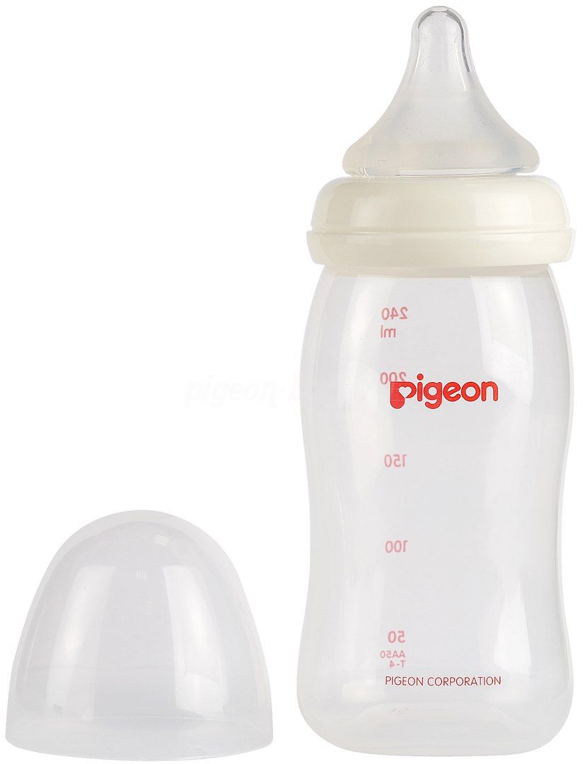 Pigeon Бутылочка для кормления с широким горлом, SofTouch™ Peristaltic Plus PP, 240 мл с соской М с 3 мес.