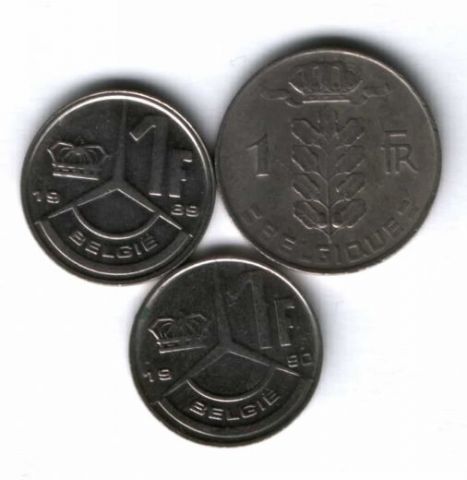 Набор монет Бельгия 1975-1990 г. 3 шт.