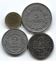 Набор монет Франция 1947-1982 4 шт. НАБ ФР-001