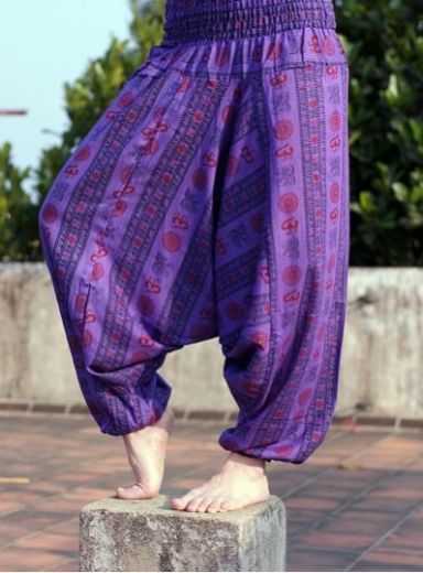 Фиолетовые штаны афгани с омчиками, купить в интернет-магазине