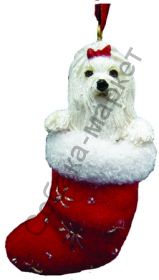 Мальтезе новогоднее украшение «Собака в сапожке»
