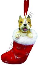 Американский пит бультерьер новогоднее украшение «Собака в сапожке»
