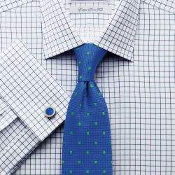 Мужская рубашка под запонки в сине-зеленую клетку Charles Tyrwhitt сильно приталенная Extra Slim Fit
