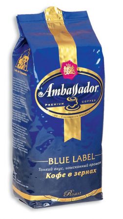 Кофе зерновой Ambassador Blue Label, пакет, 1000 г.