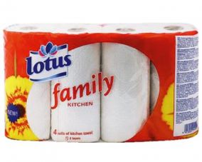 Полотенца бумажные Lotus Family, 2 слоя, 4 рулона