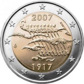 90 лет независимости Финляндии  2 евро Финляндия 2007 на заказ