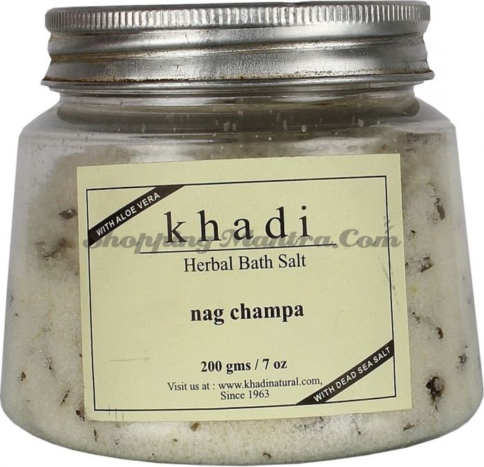 Соль для ванны Нагчампа с алое вера и листьями ним Кхади (Khadi Herbal Nagchampa Bath Salt)