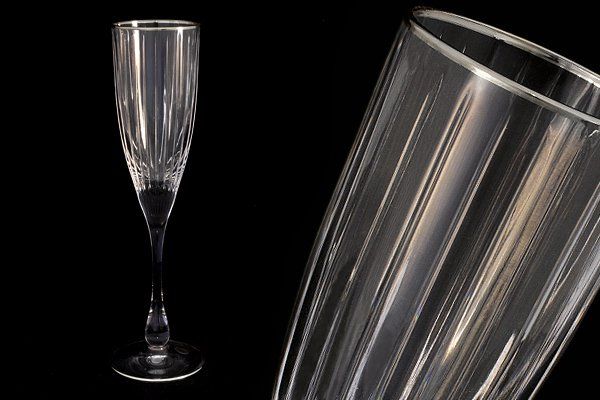 Набор: 6 хрустальных бокалов для шампанского (0,15л)  "Пиза серебро"