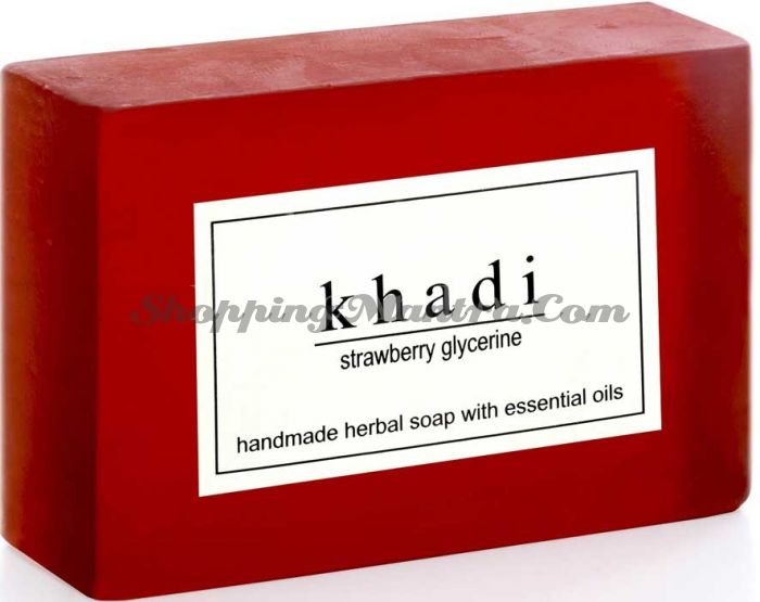 Мыло с натуральными эфирными маслами Клубника (2шт.) (Khadi Herbal Strawberry Soap)