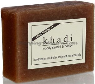Мыло с маслом ши и эфирными маслами Сандал&Мед (Khadi Woody Sandal&Honey Soap)