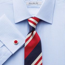 Мужская рубашка под запонки в синюю клетку Charles Tyrwhitt сильно приталенная Extra Slim Fit (RD028SKY)