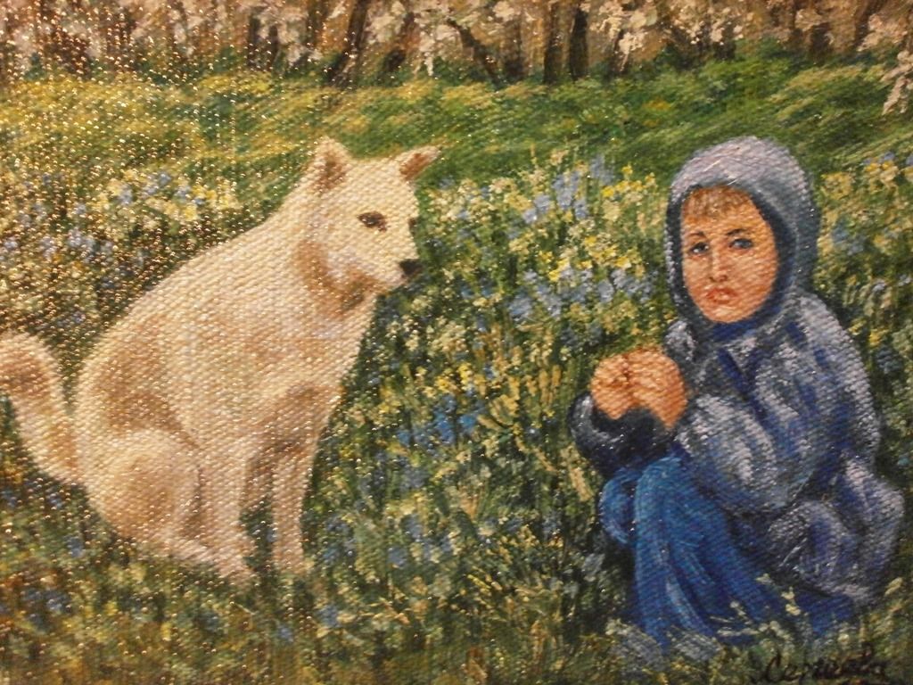 Картина "Мальчик и собака".