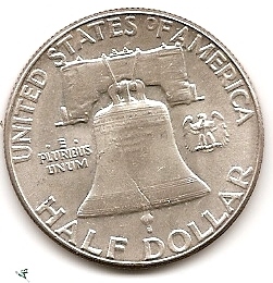 Колокол свободы. Бенджамин Франклин 1/2 доллара США 1963 тип 1