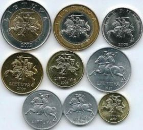 Набор регулярных монет  Литва (9 монет)