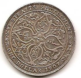 1 доллар Стрейтс Сеттлментс  1907