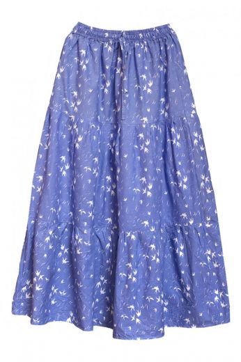 Длинная синяя хлопковая юбка Ласточки (отправка из Индии)