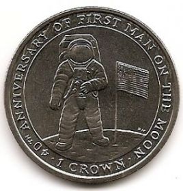 40 лет первой высадки на Луну 1 крона Остров Мэн 2009