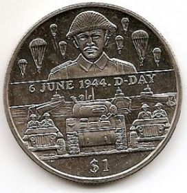 50 лет  высадки в Нормандии (D-Day) 6 июня 1944 г. Десант 1 доллар Виргинские Острова 2004