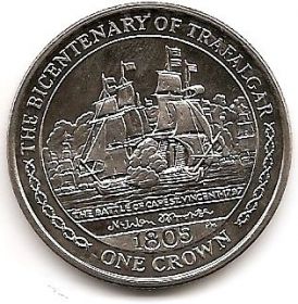 200-летие Трафальгарской битвы 1805-2005 1 крона Остров Мэн 2005 Набор из 4-х монет