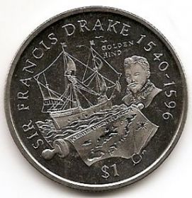 Сэр Фрэнсис Дрейк (1540-1596) 1 доллар Виргинские Острова 2002