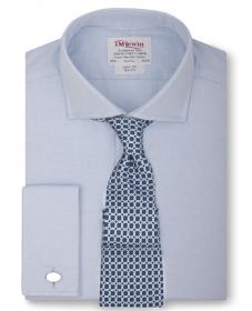 Рубашка мужская под запонки серая T.M.Lewin приталенная Slim Fit (26123)