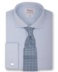 Рубашка мужская под запонки серая T.M.Lewin приталенная Slim Fit (26123)