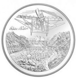 100 лет первому перелету через Альпы 20 франков Швейцария 2013 на заказ