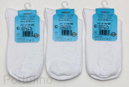 103-002 белые жаккардовые носочки для девочек  Rewon