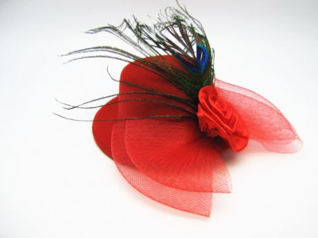 Мини-шляпка красная с розой