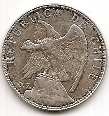 50 сентаво  Чили 1902 серебро
