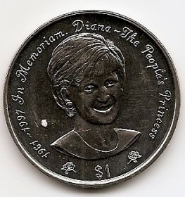 Леди Диана-народная принцесса(1961-1997)  1 доллар Ниуэ 1997