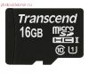 Карта памяти Transcend 16Gb microSDHC Card class 10 UHS-I + SD адаптер TS16GUSDU1
