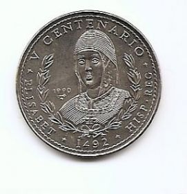 Королева Изабелла 500 лет Объединения Испании (1492) 1 песо Куба 1990