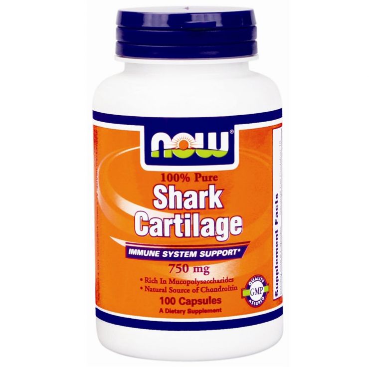 Now Foods Freeze Dried Shark Cartilage 100% Pure 750 mg  (Акулий хрящ), 100 капсул