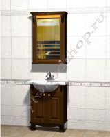 Мебель в ванную из дерева "Челси-2 УОРВИК-55 орех" с зеркалом-шкафом (левый)