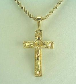 Позолоченная цепочка и крест с алмазным сечением (арт. 160189)