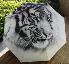 Раскладной зонт с 3D принтом "Белый тигр"