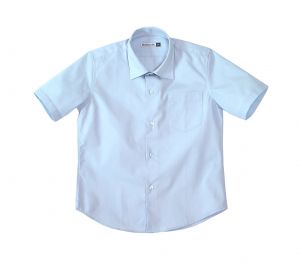 Голубая рубашка для мальчика короткий рукав Елена и Ко 220-4-150