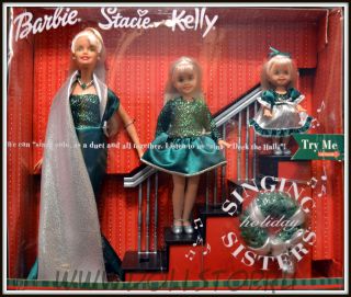 Куклы Барби, Стейси и Келли, Рождественский сет "Поющие сестры" - Singing Sisters Holiday, Barbie, Stacie, Kelly dolls set 2000