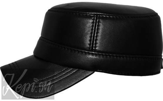 Конфедератка кожаная черная мужская шапка