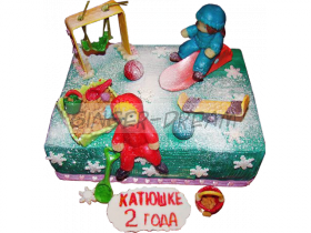 Детский торт «Зимняя детская площадка»