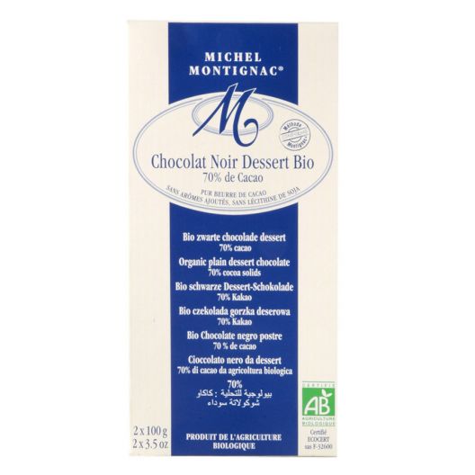 Шоколад Michel Montignac Чёрный десертный 70% какао без лецитина БИО 2х100g - 200 г (Франция)