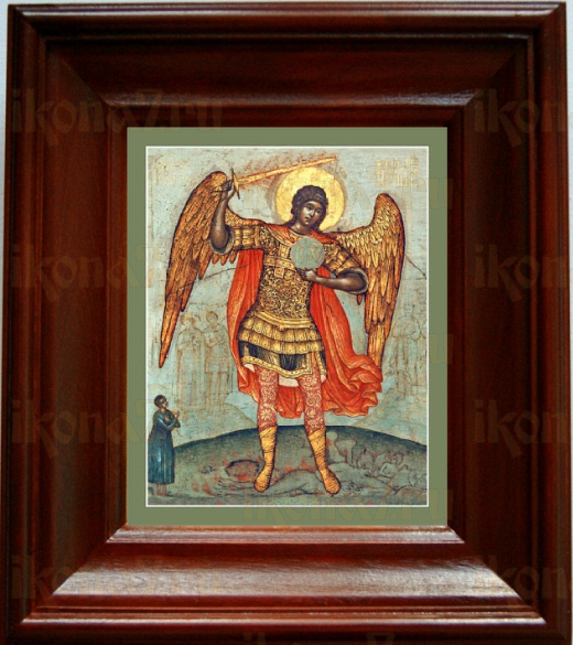 Михаил архангел, попирающий дьявола (21х24), простой киот