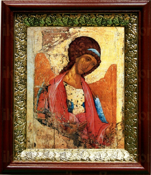 Михаил архангел (копия Рублева) (19х22), темный киот