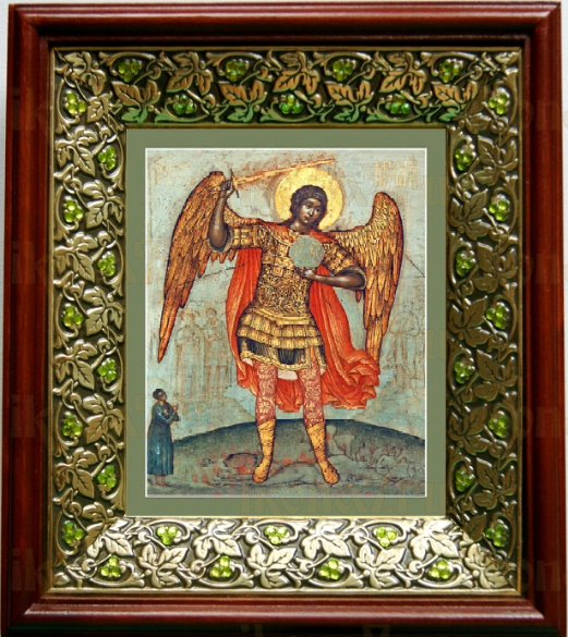 Михаил архангел, попирающий дьявола (21х24), киот со стразами