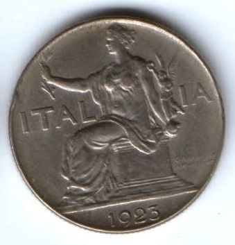 1 лира 1923 г. Италия