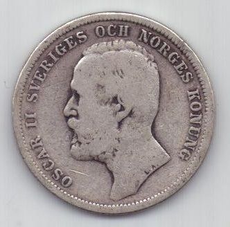 1 крона 1904 г. редкий год. Швеция (Норвегия)