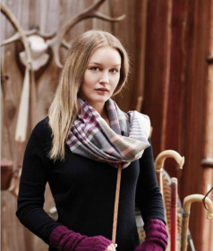 шотландский теплый плотный большой шарф  100% шерсть мериноса Инвернесс (грэй) Inverness Flannel Check Grey. плотность 5